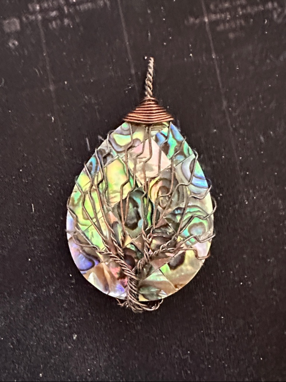 Wire Wrapped Abalone Tree of Life Pendant Ocean Boho Necklace